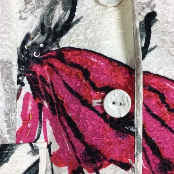 CHICOS Blazer Jacket Silk Floral Leopard Animal Print Beads Sequins Size 0 Small - Picture 8 of 11